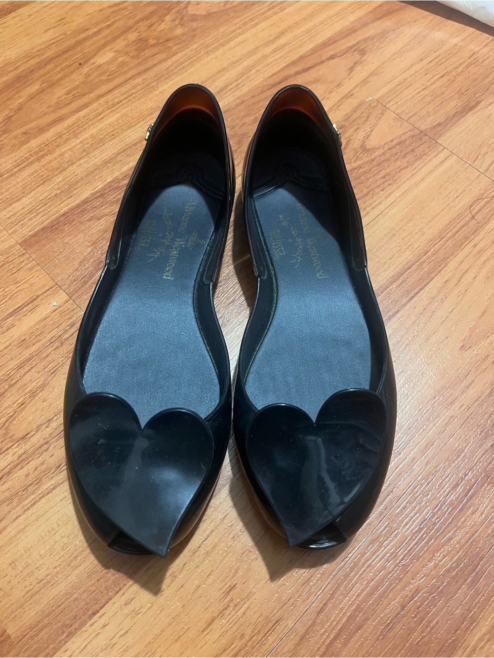 Vivienne Westwood Black Heart-Toe Jelly Flats